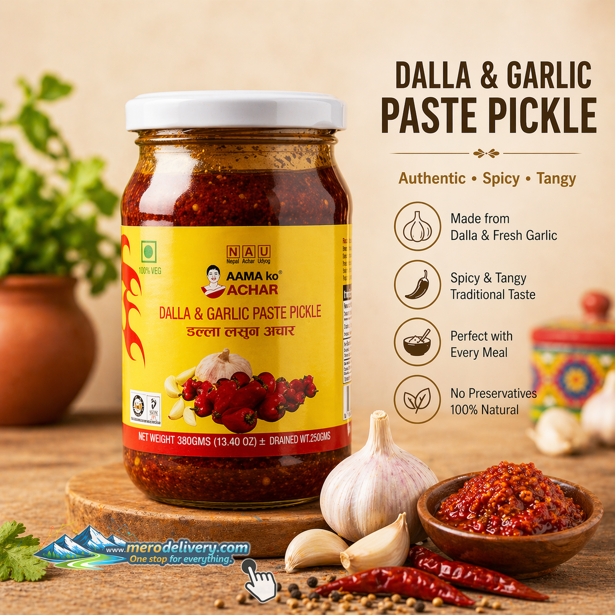Aama ko aachar - Dalle & Garlic paste pickle 380g