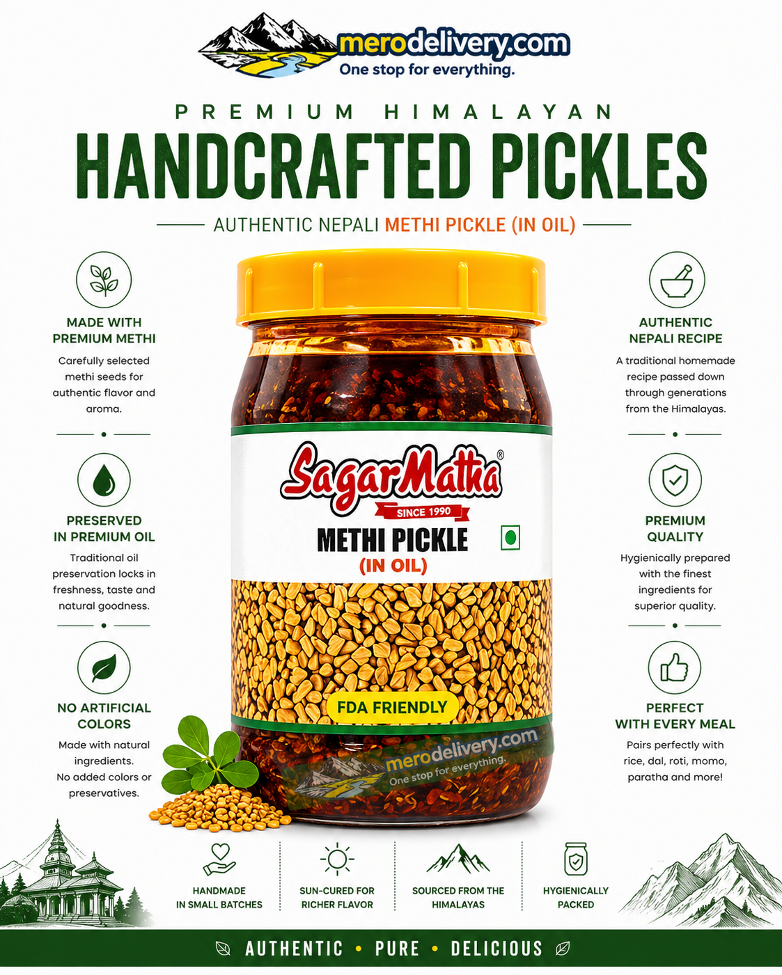 Methi pickle in oil 380g - Sagarmatha foods